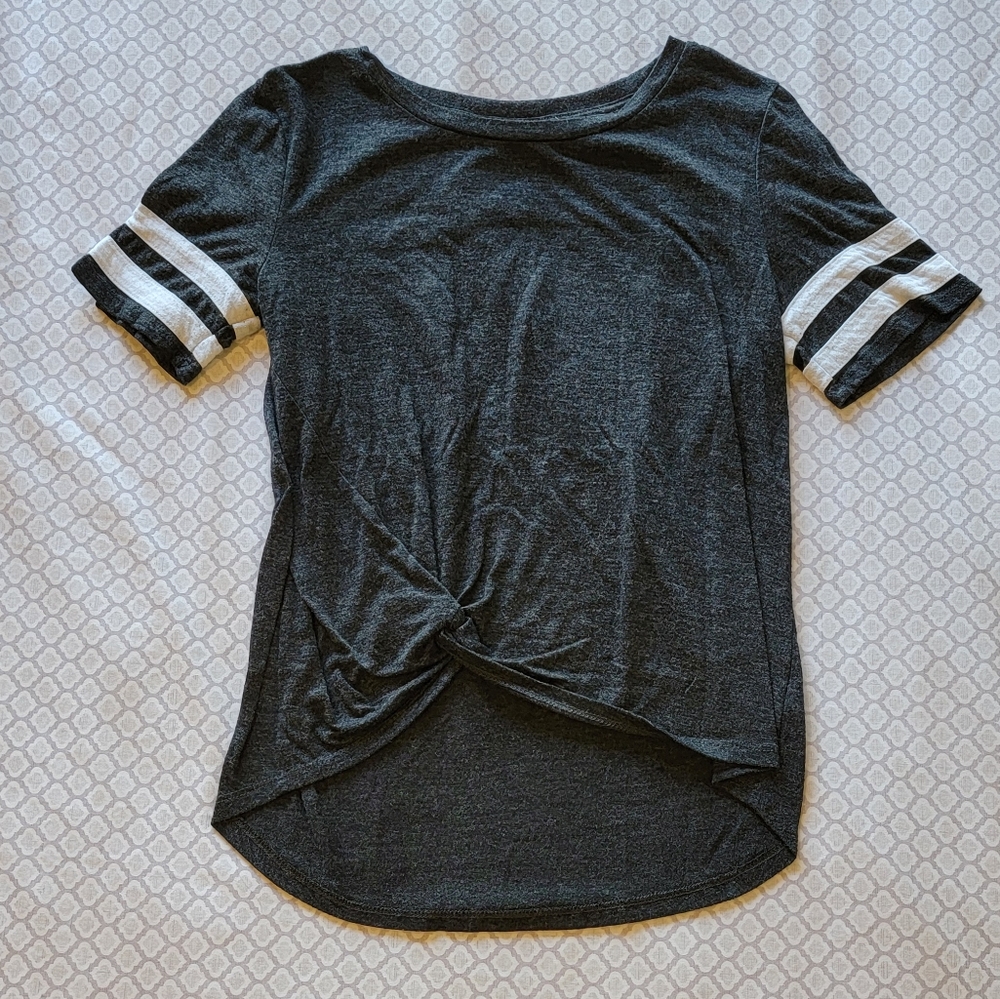M, black t-shirt w/ front knot and white arm bands